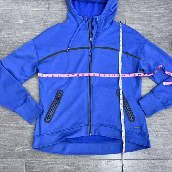 SWEATY BETTY All Good In The Hoody Full Zip Up in Cobalt Blue Size XS High Lo - Picture 12 of 13